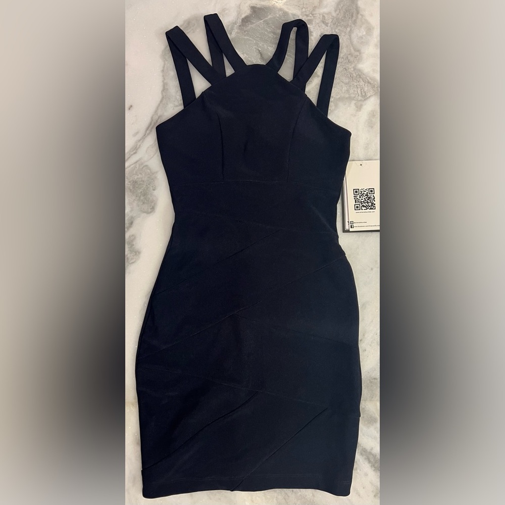 Navy Sheath Mini Strappy Dress *New w/Tags*